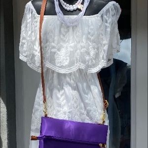 White Lined Maxi Dress Medium